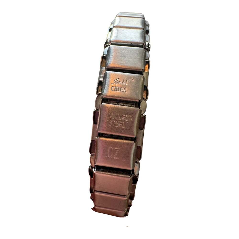 Speidel Two Tone Stainless Steel CZ Expansion Stretch Bracelet - Picture 2 of 4